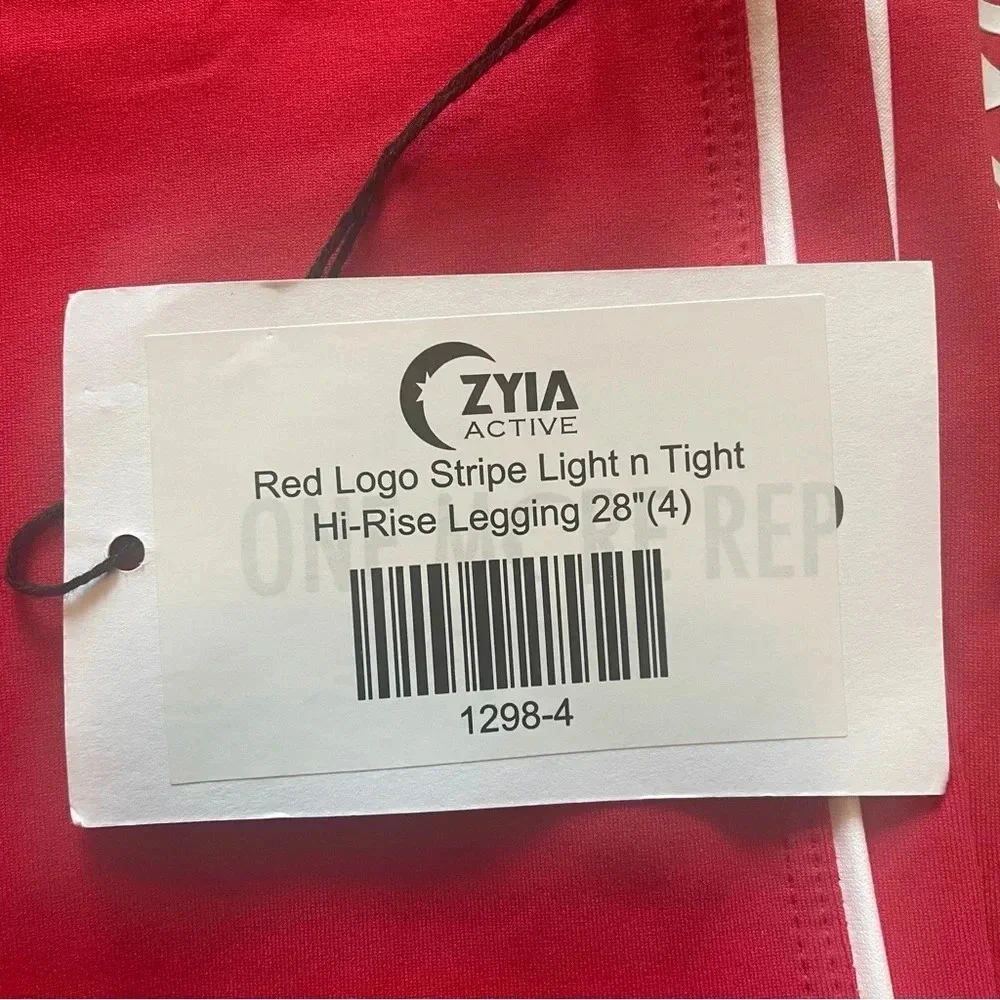Zyia Active Red Logo‎ Stripe Light n Tight leggings
